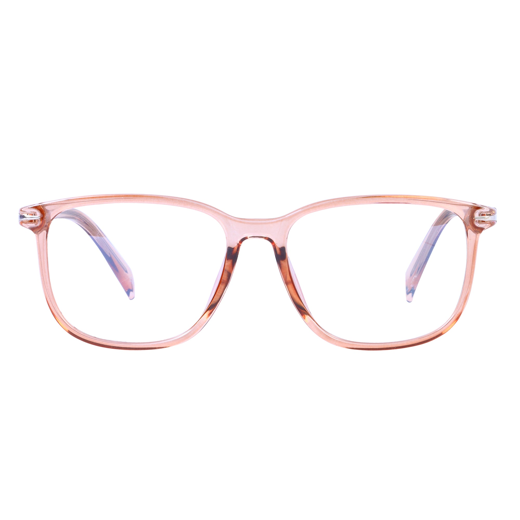 LEO's Transparent Brown Square Unisex Eyeglasses- LDB004