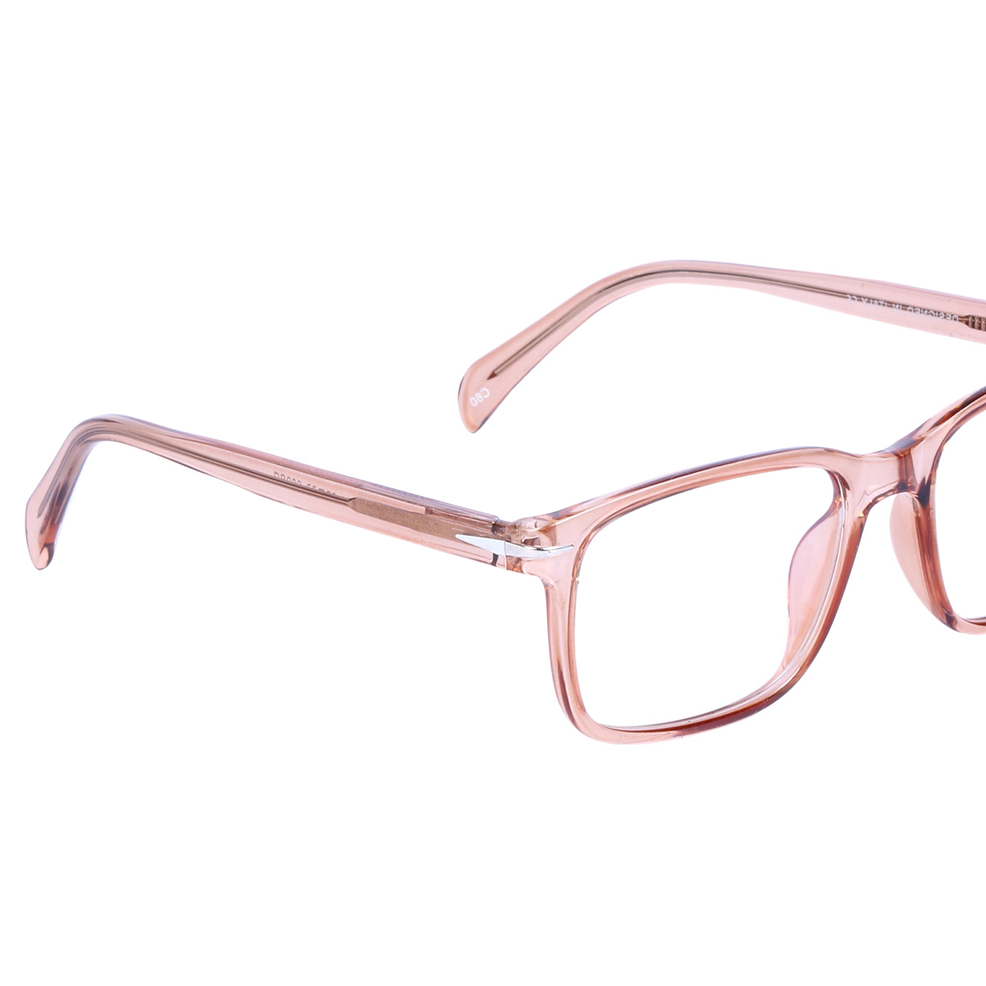 LEO's Bold and Light Weight Square Transparent Brown Eyeglasses- LDB001