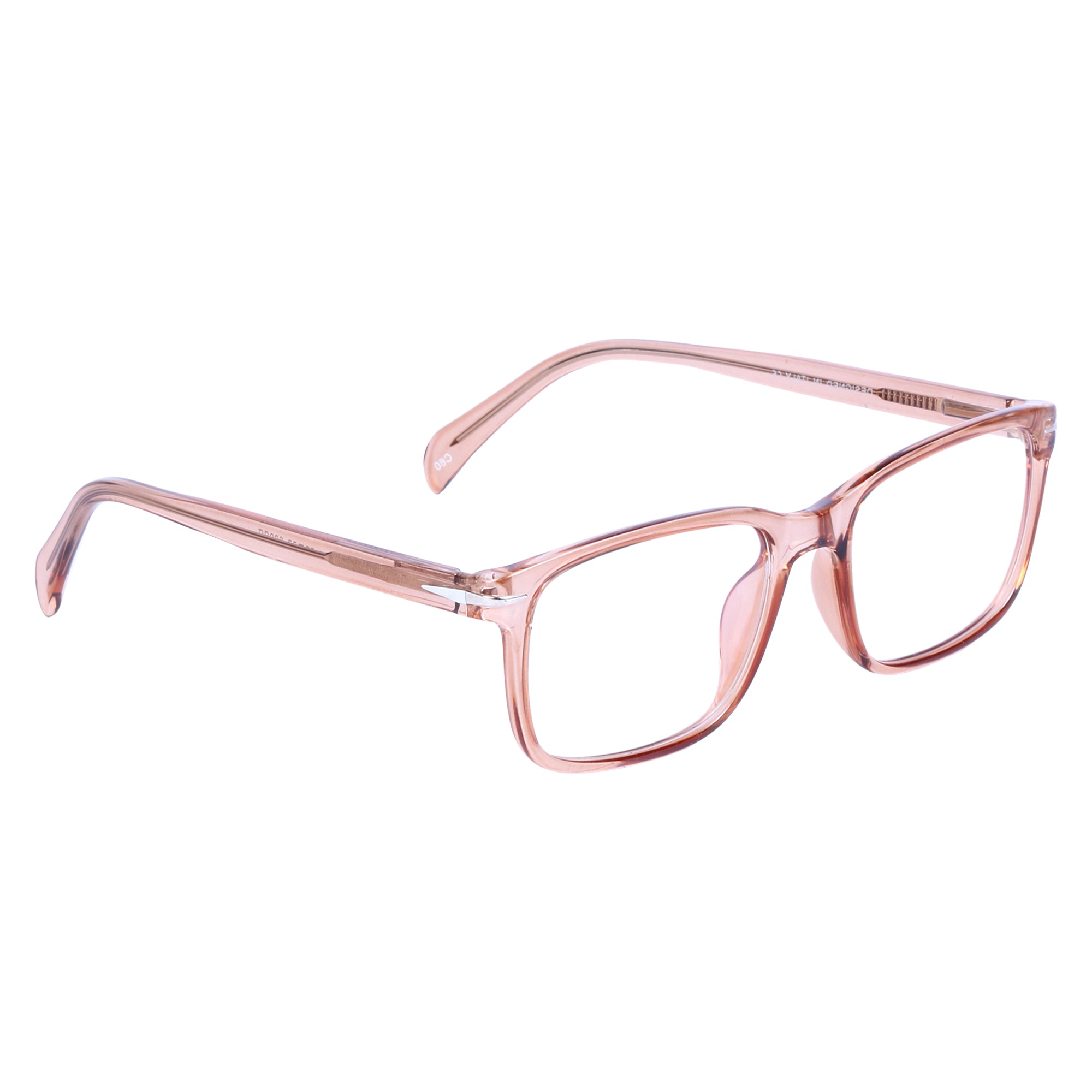 LEO's Bold and Light Weight Square Transparent Brown Eyeglasses- LDB001