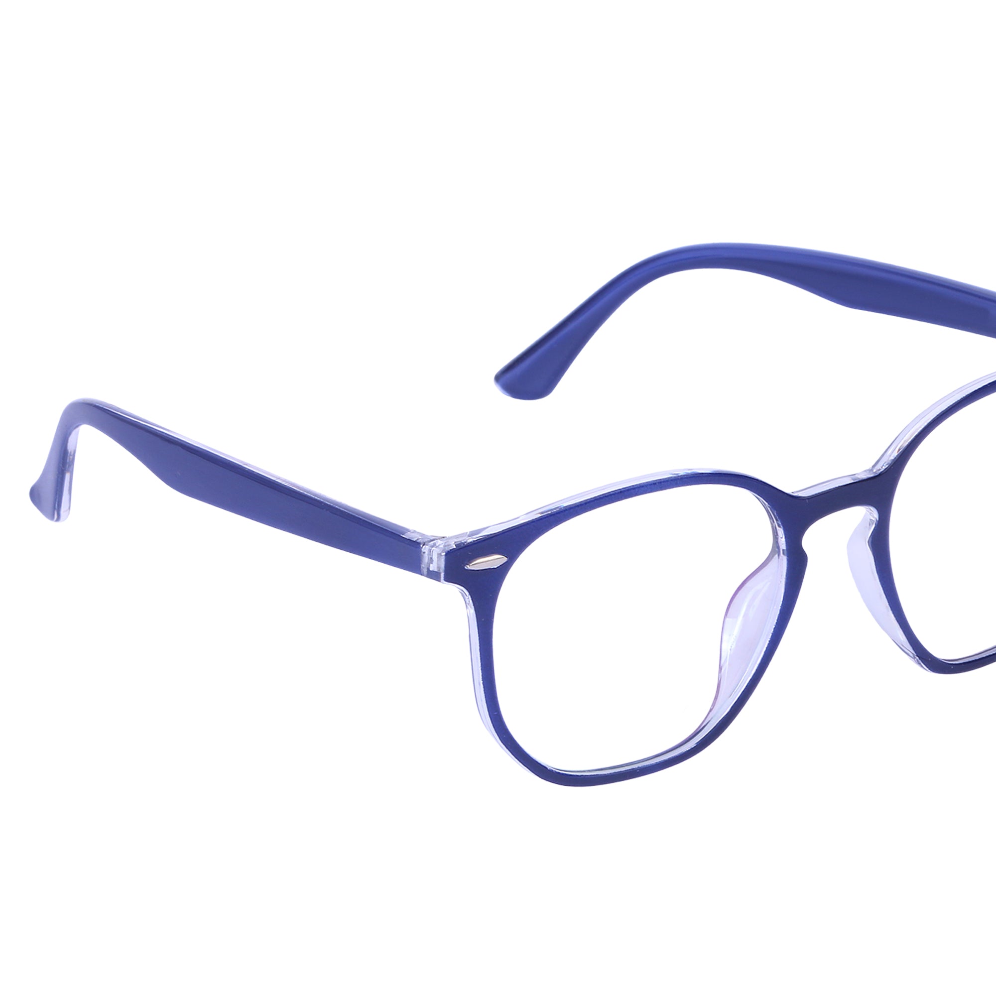 Transparent & Blue Hexagon Rimmed Eyeglasses - L106-C20