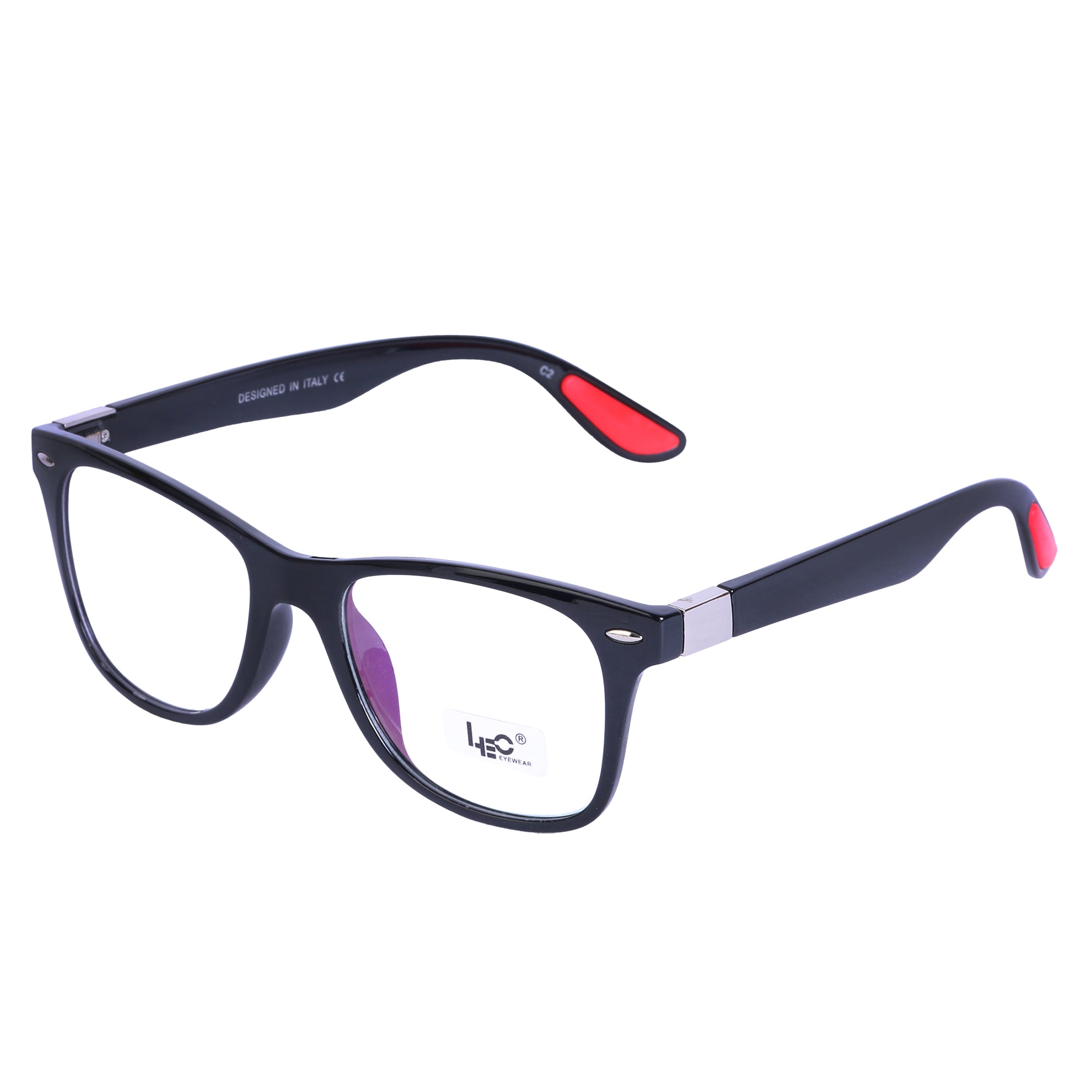 Black & Red Wayfarer Rimmed Eyeglasses - L121-C2
