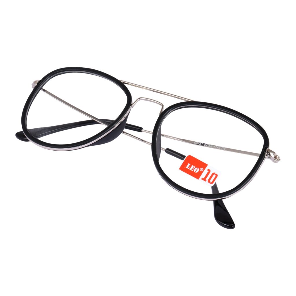 Silver & Black Aviator Metal Eyeglasses - CF751